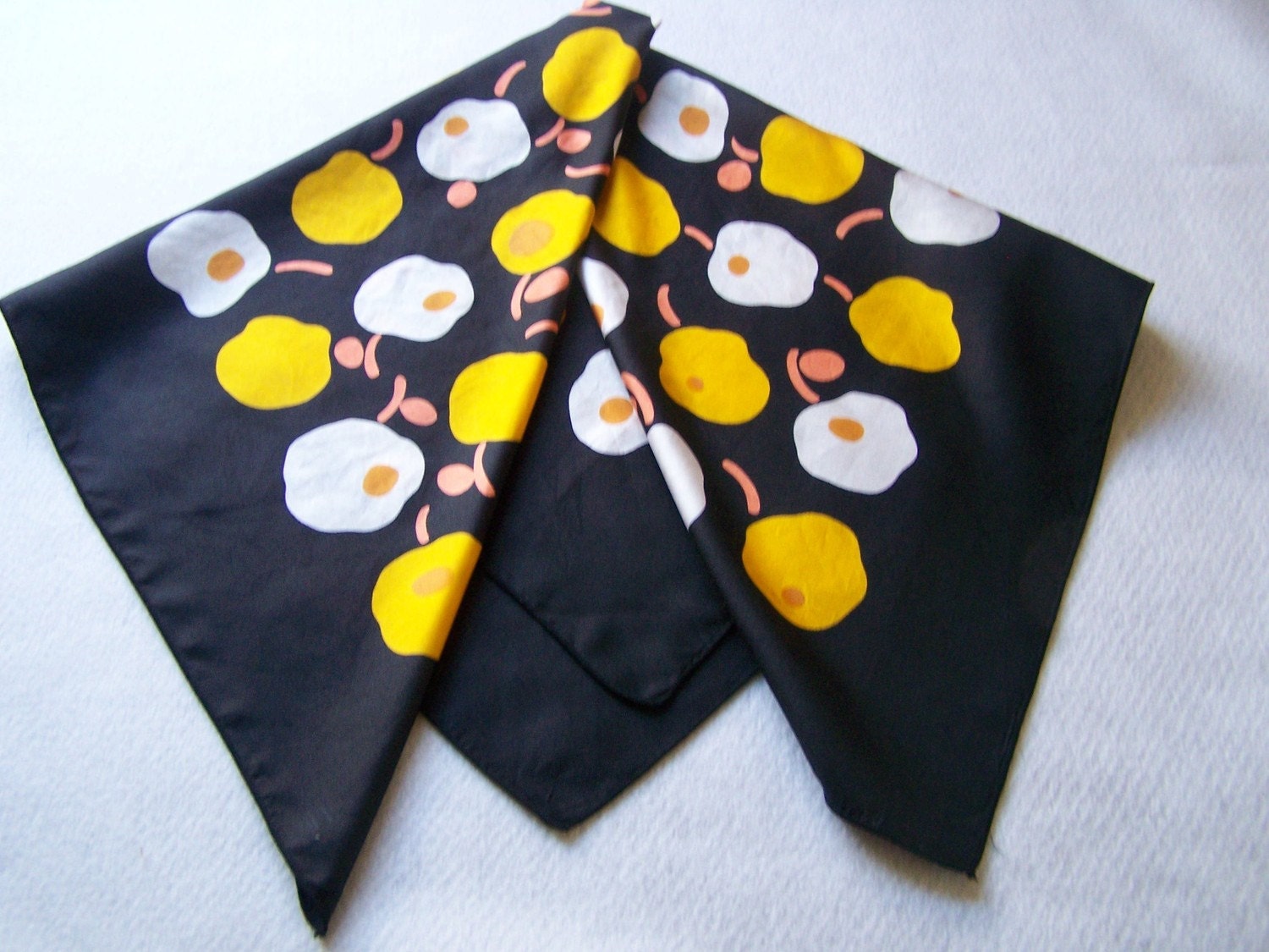 Vintage Scarf Laurent dHerval of Paris Ladies Scarf In Bright Floral Colors with Black Background TREASURY FEATURED Item