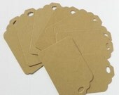 25 Blank Kraft Tags 2.75" x 1.75" --Scallop Die Cut Paper Gift Tags, Hang Tags, Favor Tags, Wedding Tree Tag, Scrapbooking Tag
