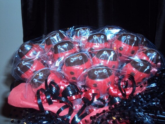 12 Ladybug Chocolate Lollipop Favor Il_570xn
