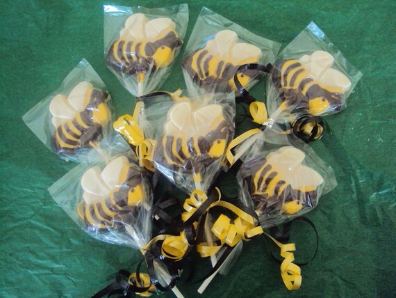 12 Bumblebee Chocolate Lollipop Favor Il_570xn
