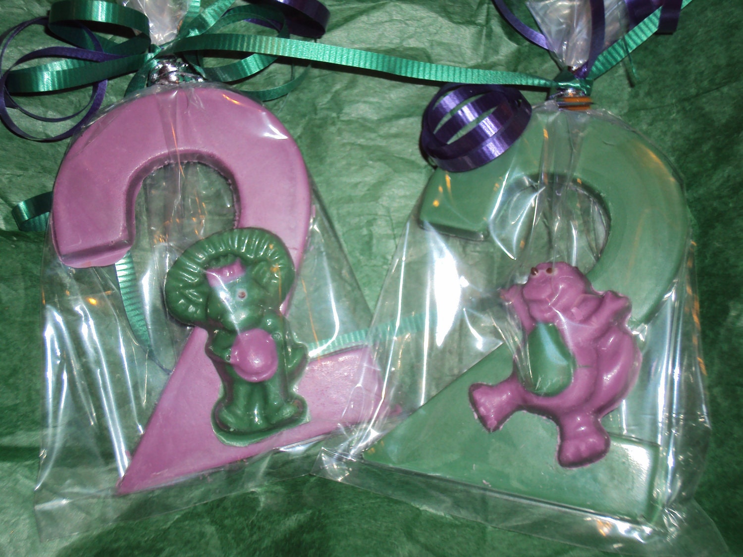 12 Barney and Baby Bop Assortment with Number or Letter Chocolate Favor Il_570xn