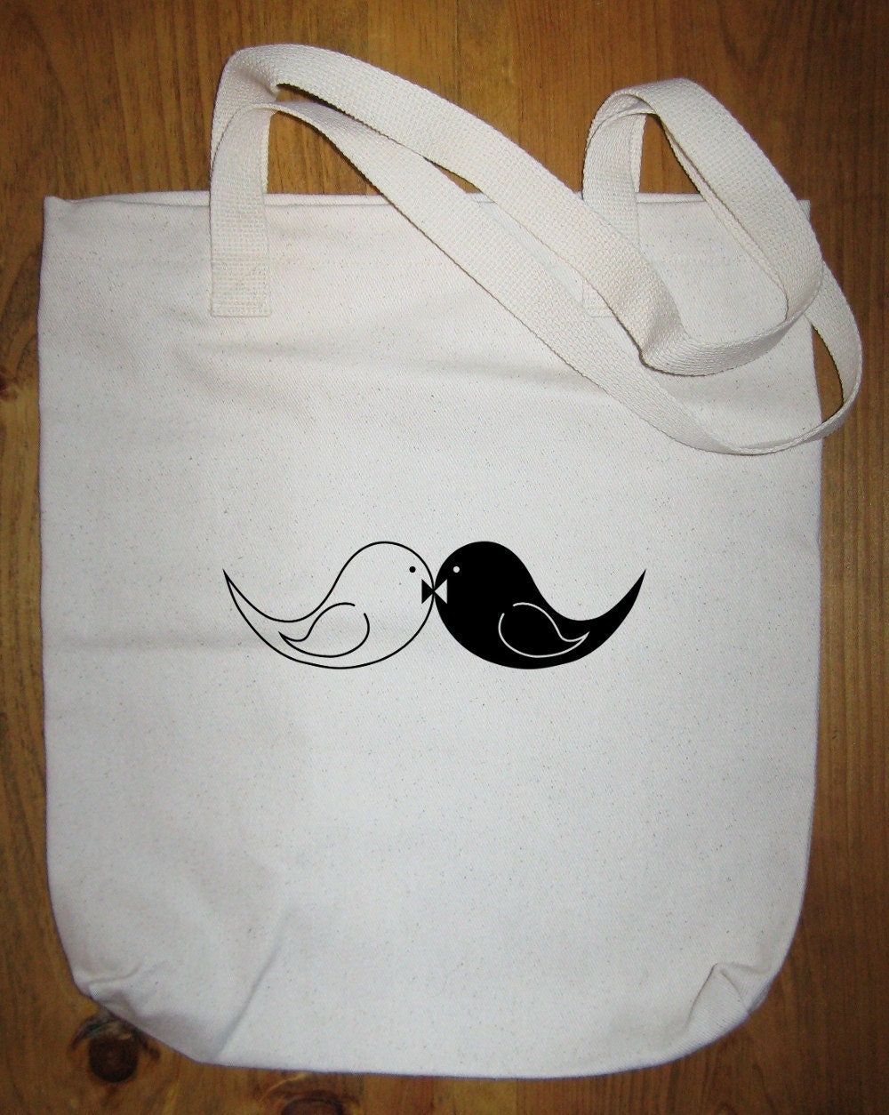 Mustache Bag - Moustache Bag - Love Birds Handlebar Mustache Tote - Made in USA - Gift Friendly