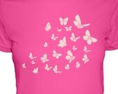 Butterfly Shirt - 4 Colors Available - Butterflies in Flight - Womens Cotton Shirt - Gift Friendly