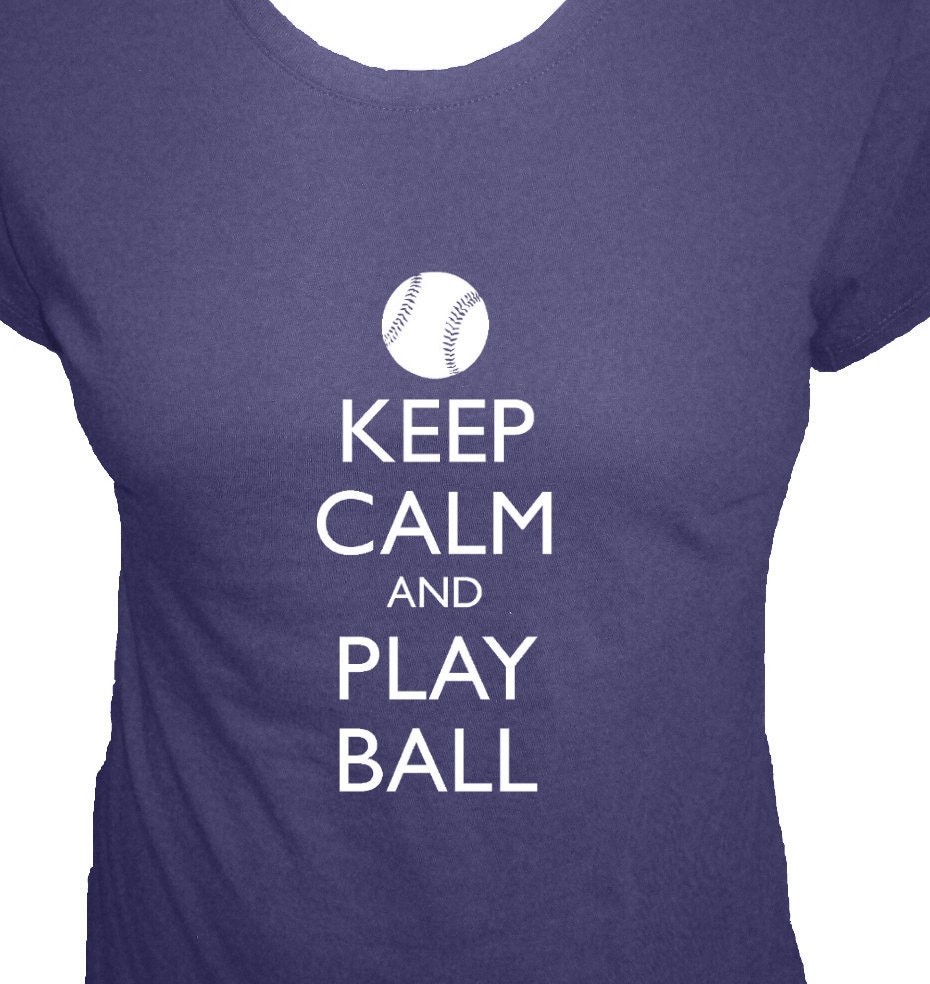 Baseball Shirt - Keep Calm and Carry On - Play Ball - Organic T Shirt - 4 Colors - Organic Bamboo and Cotton T Shirt - Gift Friendly