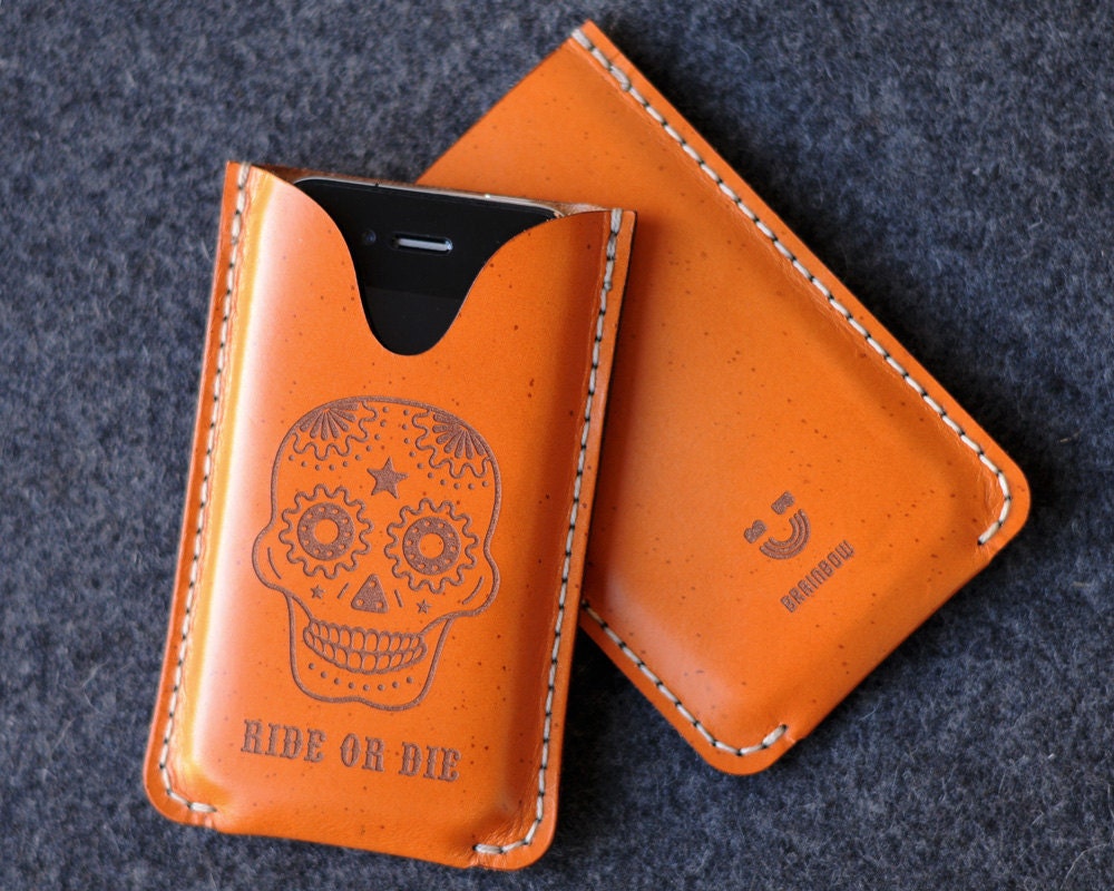 iPhone Leather Case with back pocket - Ride Or Die
