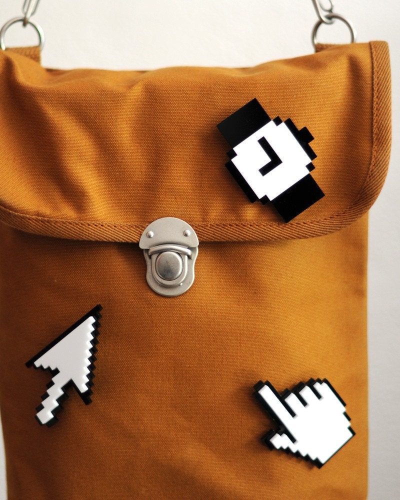 Mac Pixel Clock Icon Brooch / Necklace