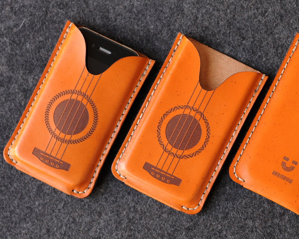 iPhone Leather Case with back pocket - Ukulele