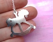 horse necklace rocking horse pendant sterling silver delicate silhouette animal whimsical jewelry