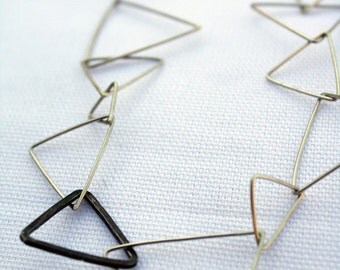 bermuda triangle link necklace sterling handmade chain geometric design fine delicate jewelry