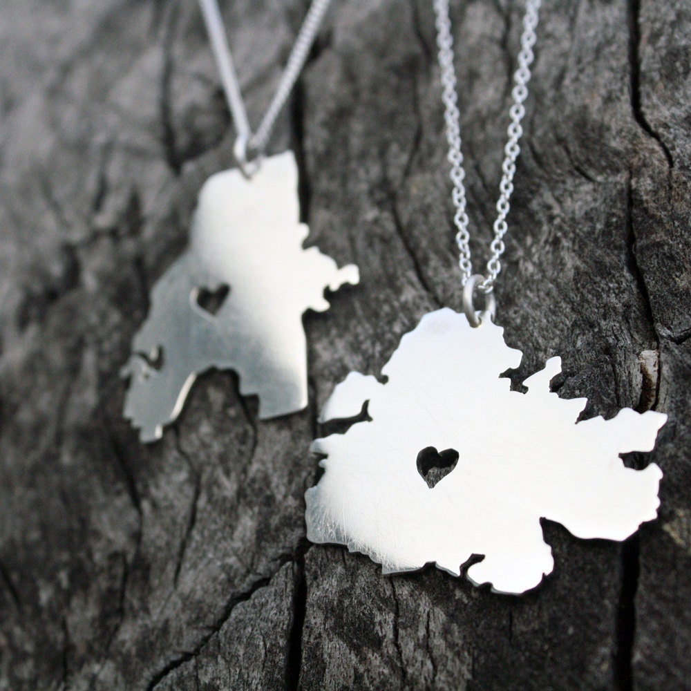 custom state pendant country continent or island necklace sterling silver customized jewelry