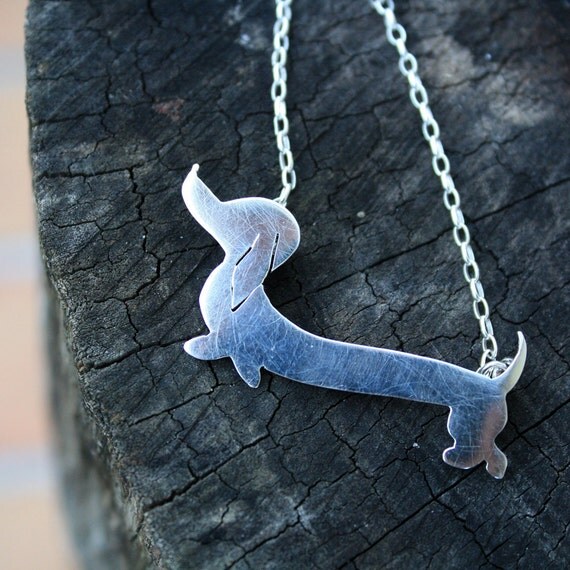 Dachshund Pendant Wiener Dog Jewelry Daschund Necklace Sausauge Dog Love by Lola&Cash