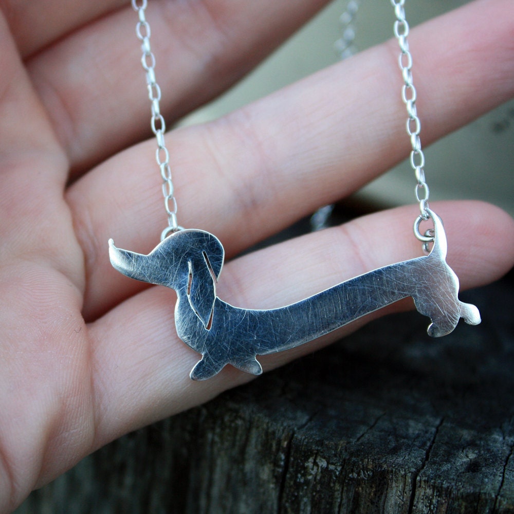 Dachshund Pendant Wiener Dog Jewelry Daschund Necklace Sausauge Dog Love by Lola&Cash