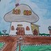 Fairy Mushroom House Original Watercolor Pixie Lane Cottage
