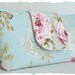 Shabby Chic Sponge Bag. Large Make up Bag. English Rose. Pastel blue. pink. Roseprint