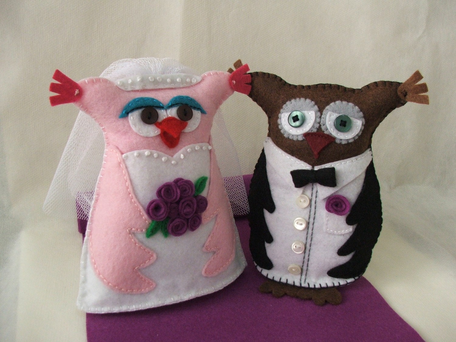 Wedding felt owls - "Just married" Kate and Joe,
