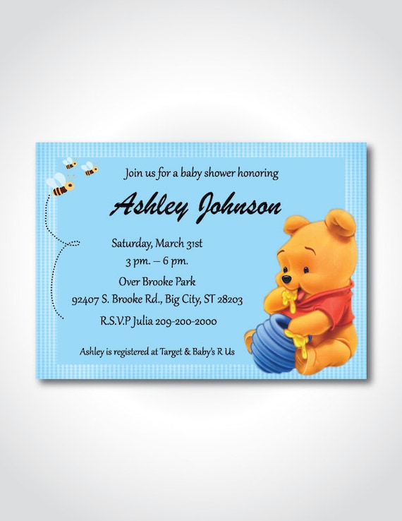 Winnie the Pooh baby shower printable invitation - DIY invitation