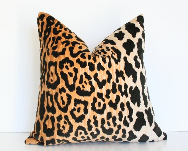 Leopard Print Cotton Velvet 17" Pillow Cover