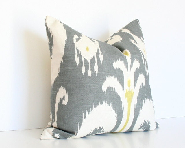 Grey Ikat Designer Pillow Cover 17x17