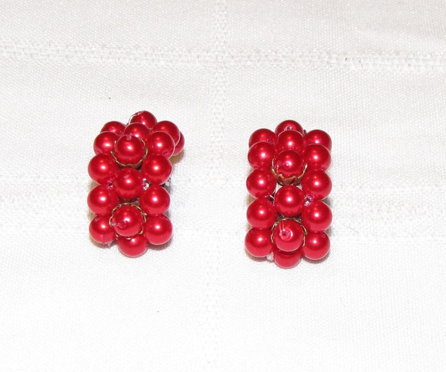 Red Raspberry Cluster Earrings