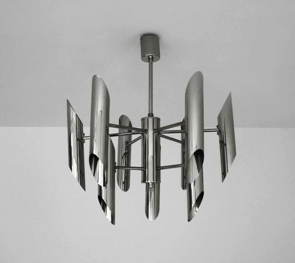 Reserved Italian Chrome Chandelier - 1970s