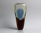 Mid Century Glass Blue / Brown Vase  - 60s