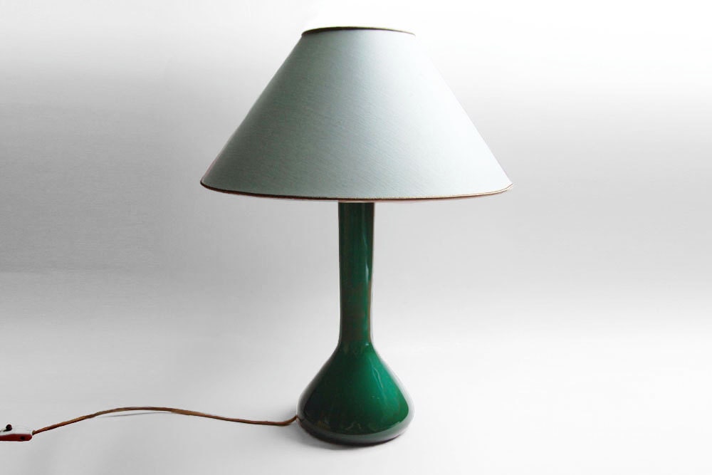 Vintage Tall Danish Green Table Lamp 1960s - Holmegaard