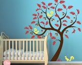 Nursery Decals -  Oak tree Decal Squirrels and Acorns - Kids Decals Wall Sticker