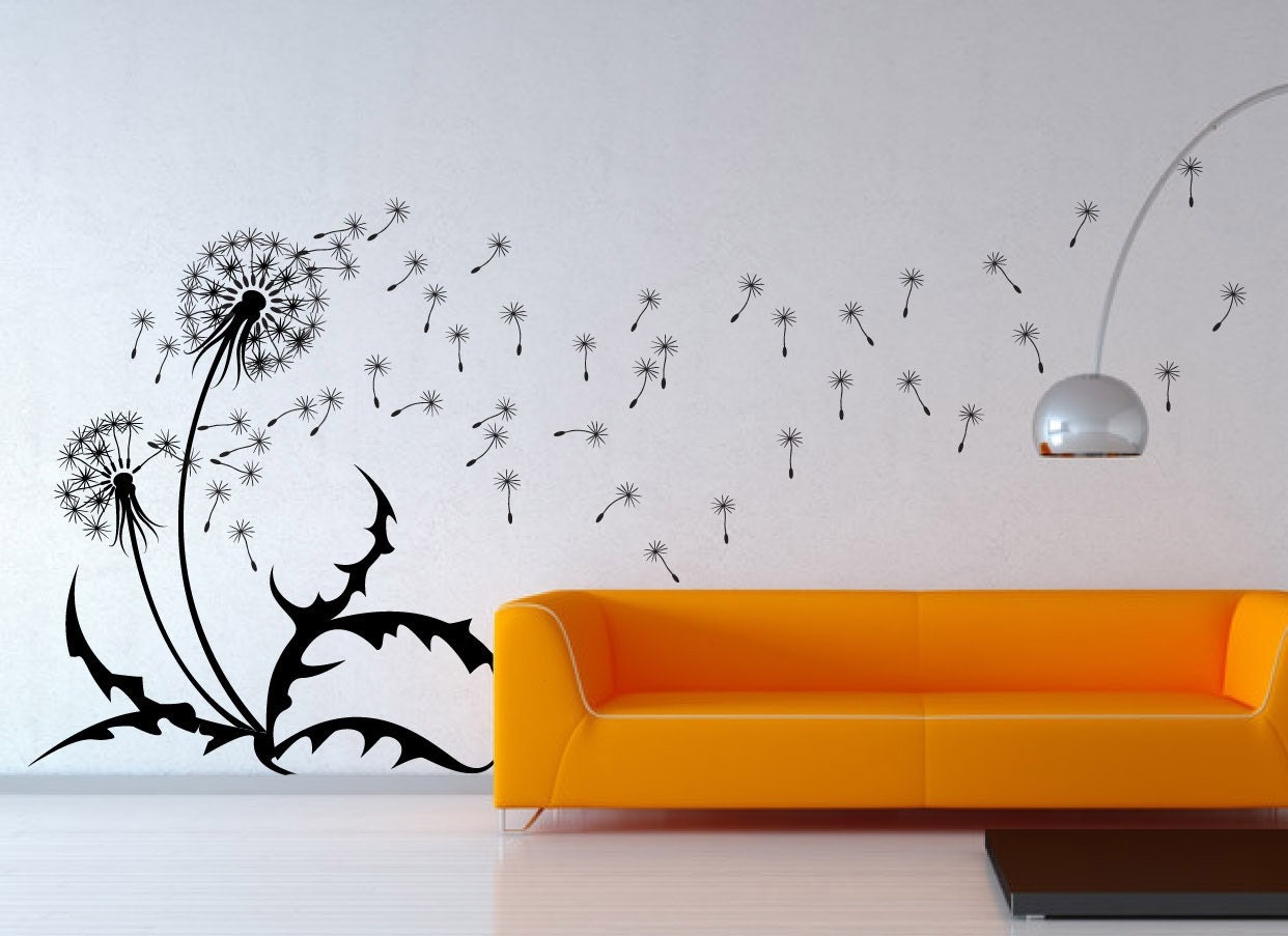 Dandelion wall decal. Wall Sticker Dandelions with flying seeds 50"X104" SKU 1507