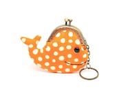 Pico sunset orange whale key chain coin pouch