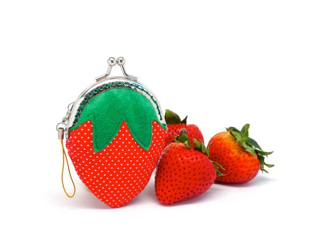 Delicious strawberry mini coin purse