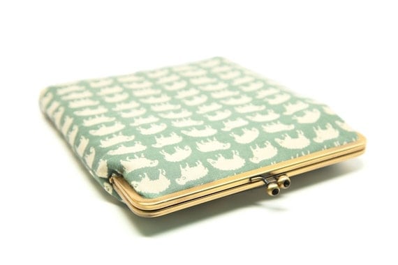 Sleepy sheep iPad sleeve with metal kisslock clutch