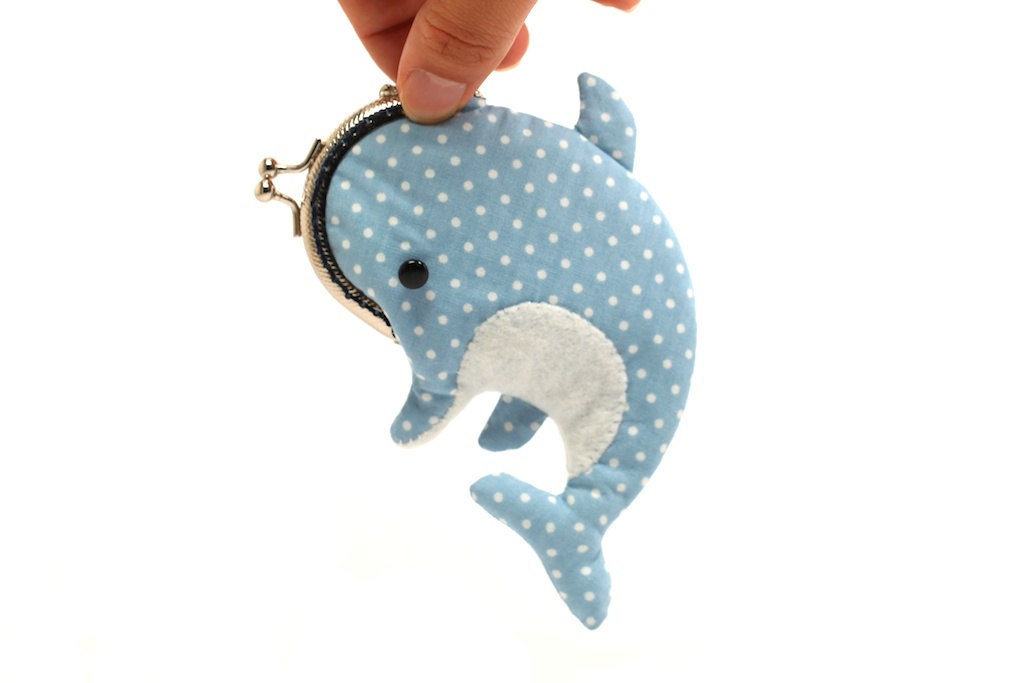 Cute baby blue dolphin clutch purse