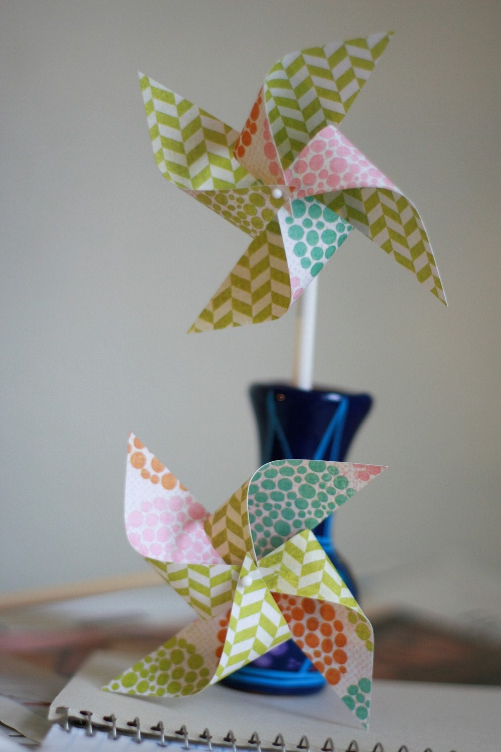 Rustic Wedding Decor 12 Mini Spinnable Pinwheels Summer Bries (Custom orders welcomed)