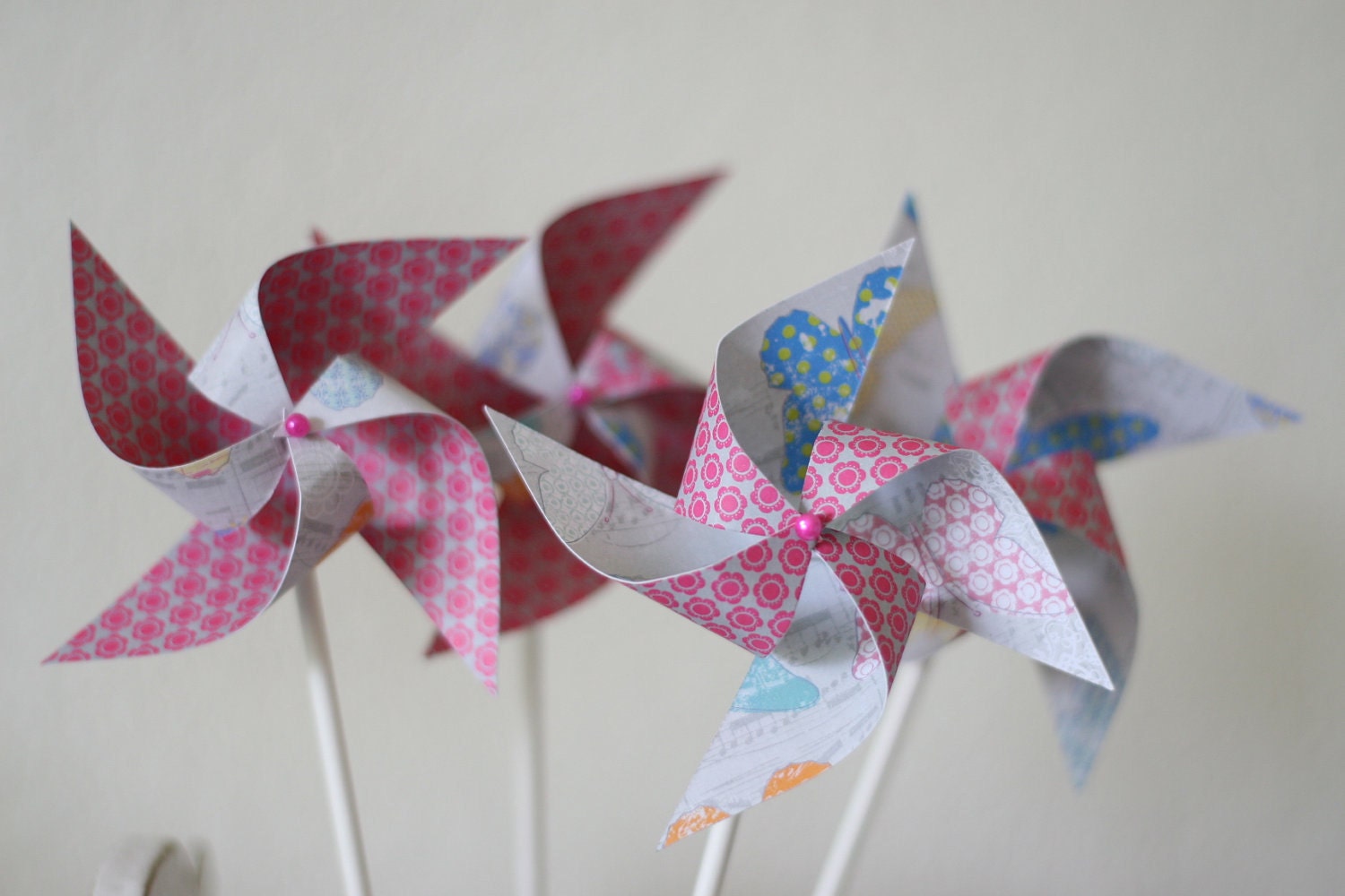 Party Favor 12 Mini Spinnable Pinwheels Butterfly Field (Custom orders welcomed) Il_170x135