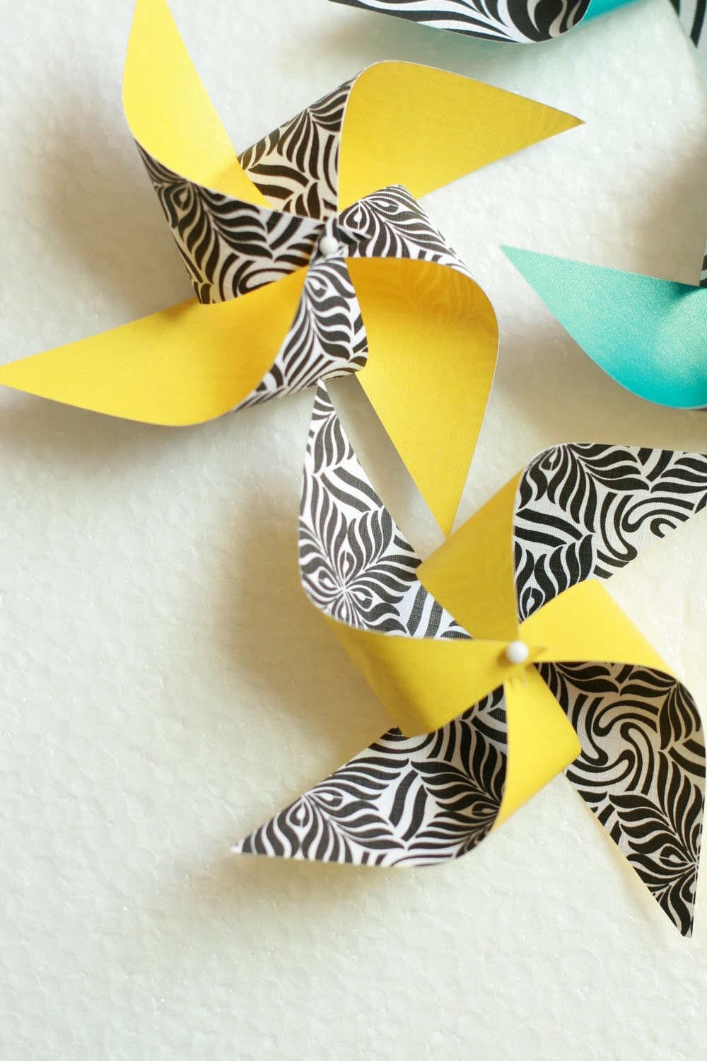 Zebra Safari Decor 12 Mini Pinwheels Spinnable Zebra Print (Custom orders welcomed)