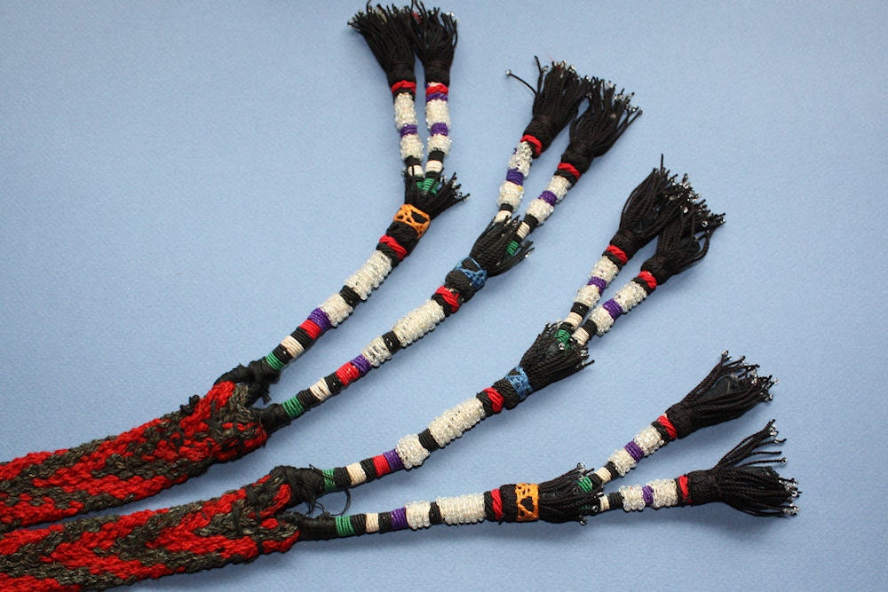 Beaded Vintage Turkoman Tassels on Woolen Bands