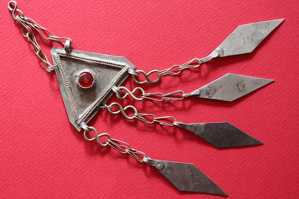 Triangular Turkoman Pendant with Diamond Shaped Dangles