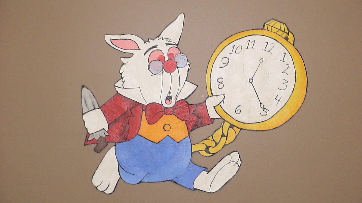White Rabbit Handpainted Wallpaper Mural
