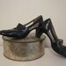 1940s Navy Blue Patent Leather Heels by Air Step Pumps 7 1/2 Vintage High Fashion