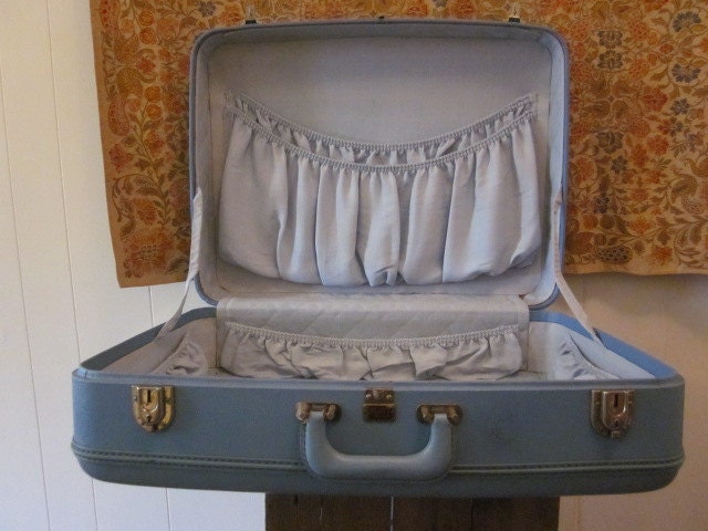 1950s Large Blue Rare Platt Suitcase - Luggage