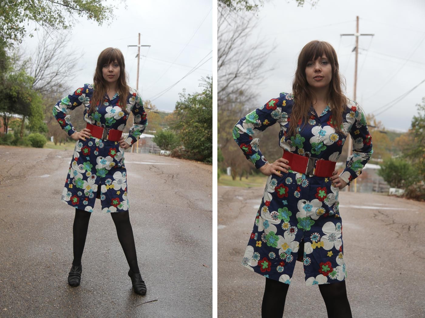 Mod floral day mini dress. 1960's. Large.