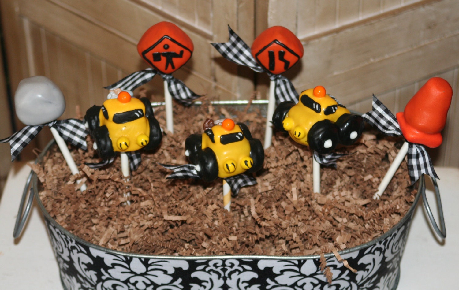 Mom's Killer Cakes & Cookies Construction Zone Cake Pops Dump Trucks, Safety Cones, Boulders, Construction Signs and More Il_570xn