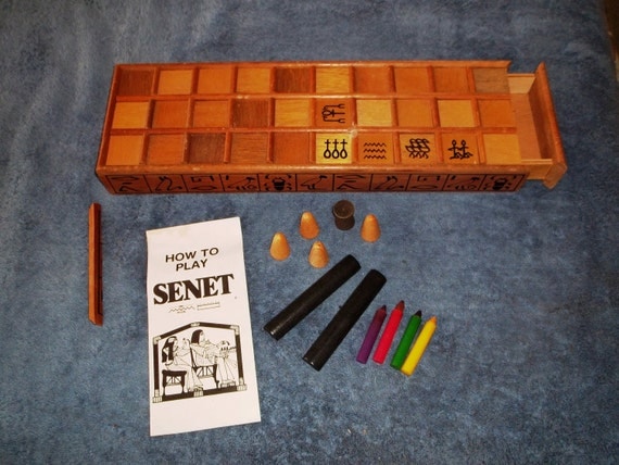 Vintage Wood Senet Board Game Instructions and by ScrabbleForYou
