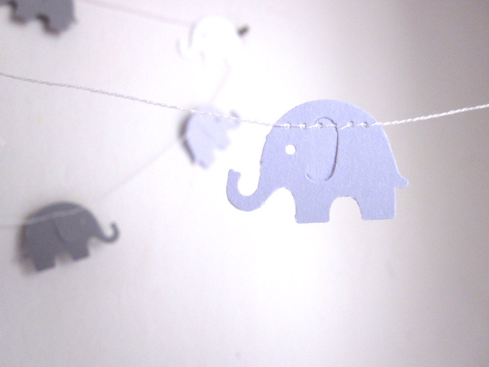 Elephant Garland - Baby Shower Garland - Baby Room Decoration -  Paper Garland - Gray Elephants on Parade