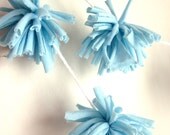 Blue Fabric Garland - Pom Pom Garland - Photo Prop Decoration - Rag Garland - Baby Blue Sea Urchin