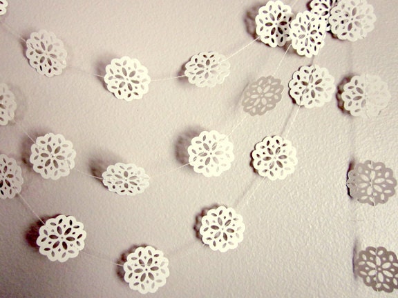 Wedding Garland - Christmas Garland - Winter Wedding - Vintage Wedding - Christmas Snowflakes
