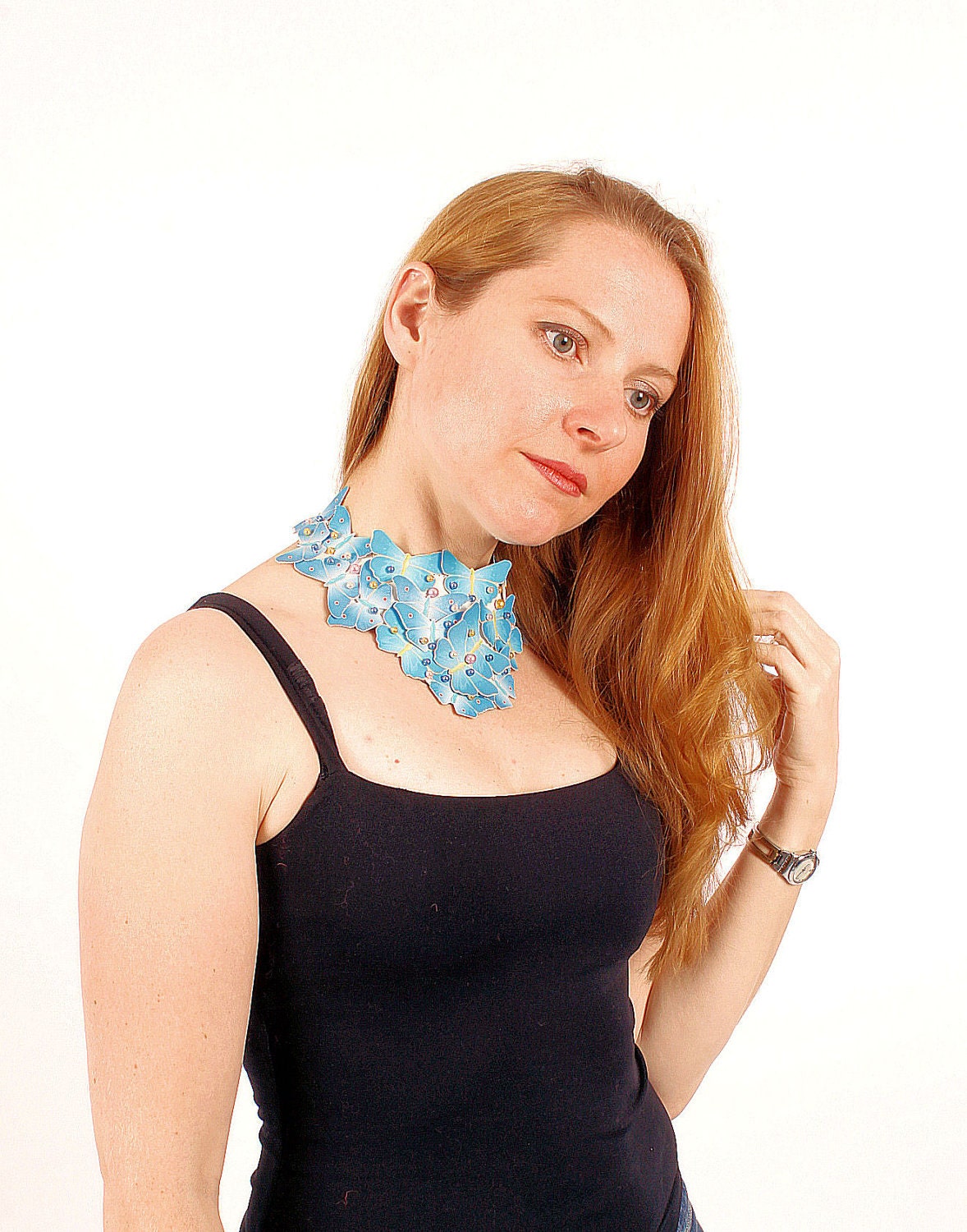 Butterfly Bib Necklace in Gorgeous Blue