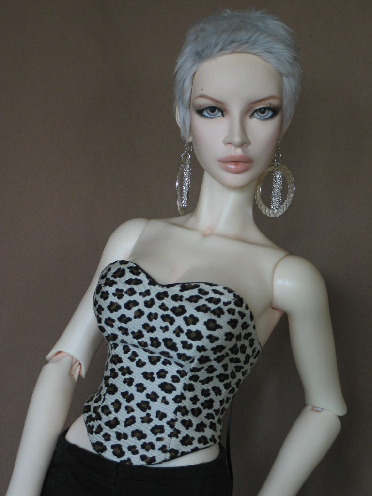 Leopard/black reversable Bustier for EID large bust BJD by Iplehouse