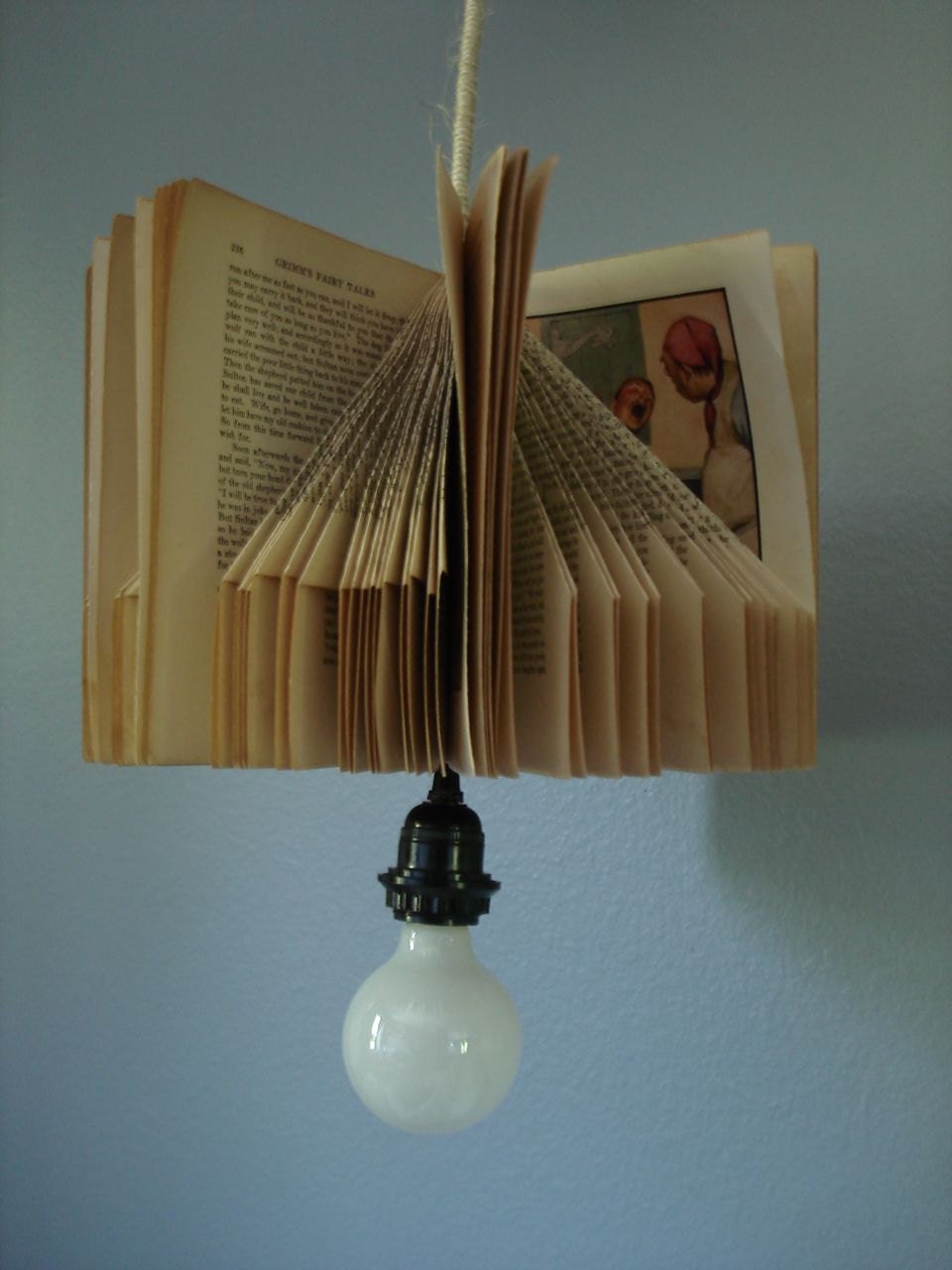 Vintage Hanging Book Lamp, Upcycled