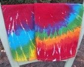 set of tie dyed tea towels all cotton variety of colors kitchen acessory